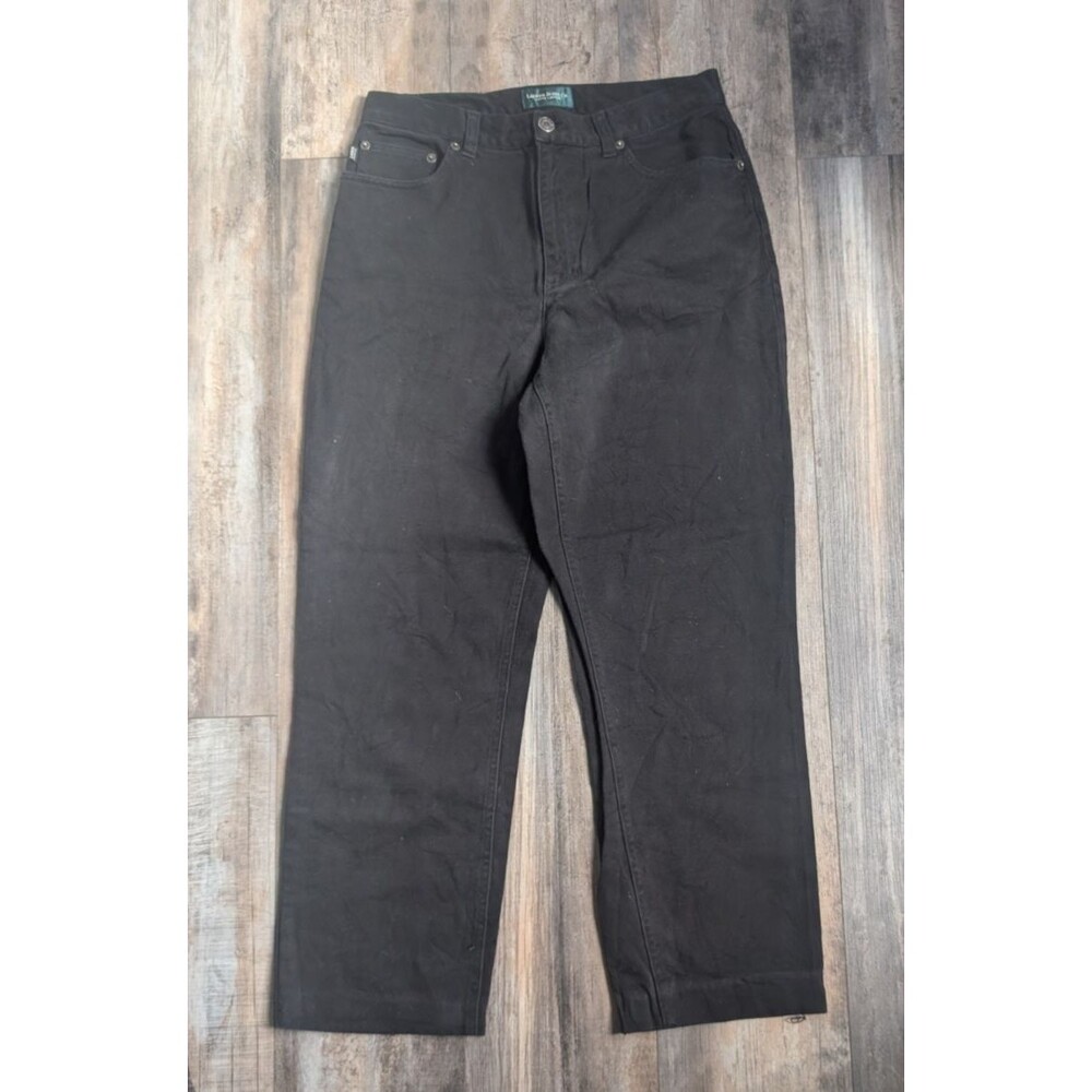 LRL Ralph Lauren Black Pants Women's Size 8 25.5" Inseam Straight Leg High Rise